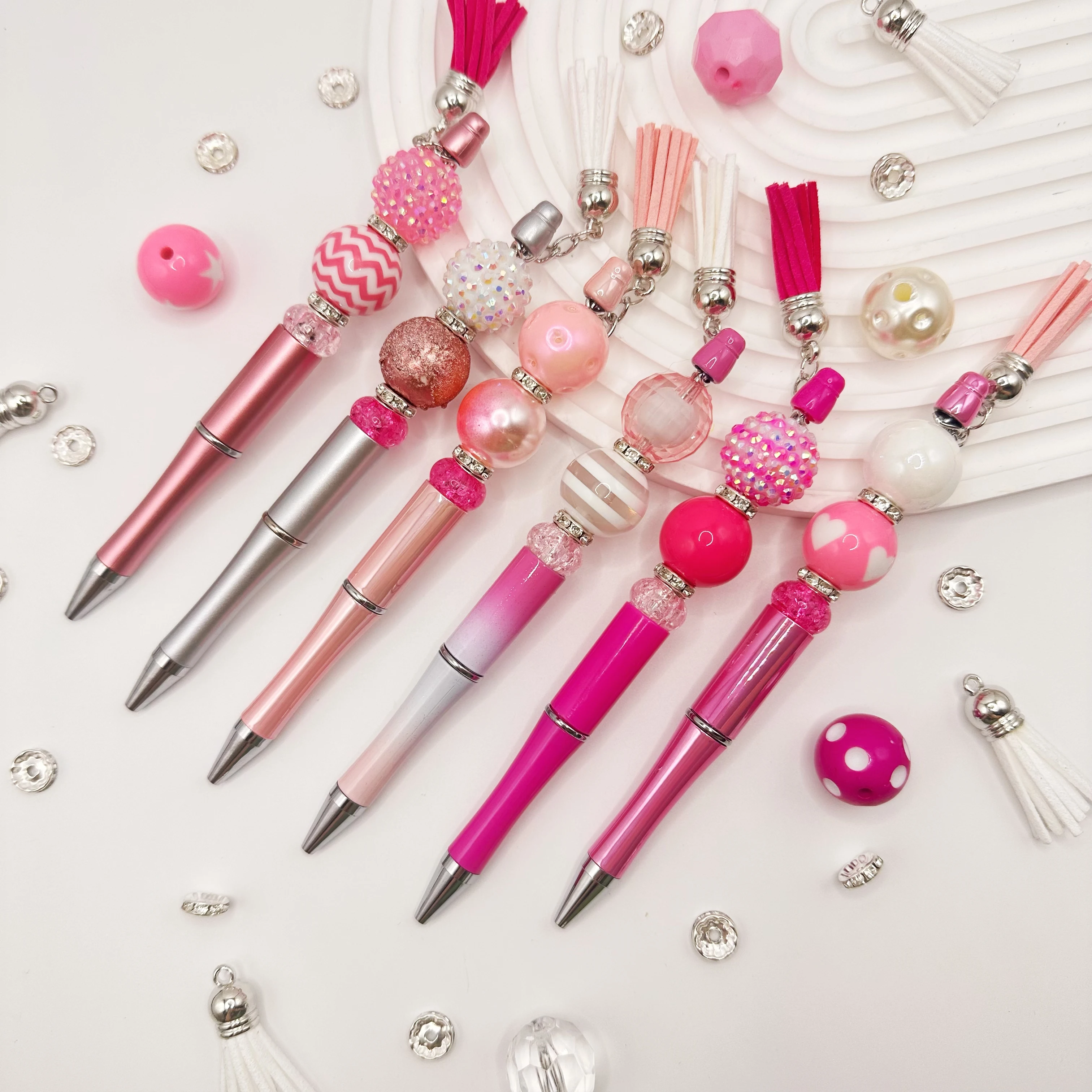 6-teiliges, schlichtes DIY-Perlenstift-Set mit rosa, lila, blauem Farbverlauf, kreativ, geeignet für Valentinstagsfeiern, Büro- und Schulbedarf – Detail 4