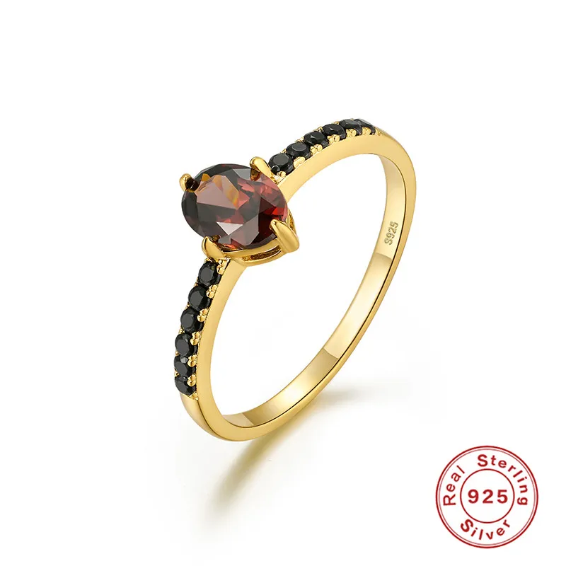 ROXI Egg Shape Exquisite Black Crystal Rings For Women Couple Wedding Rings 925 Sterling Silver Engagement Ring Gift Jewelry