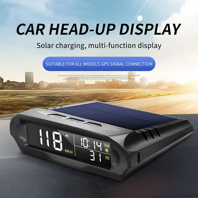 Beidou – affichage tête haute HUD universel pour voiture, odomètre de vitesse par Satellite, GPS solaire sans fil, Instrument de température d'altitude 1