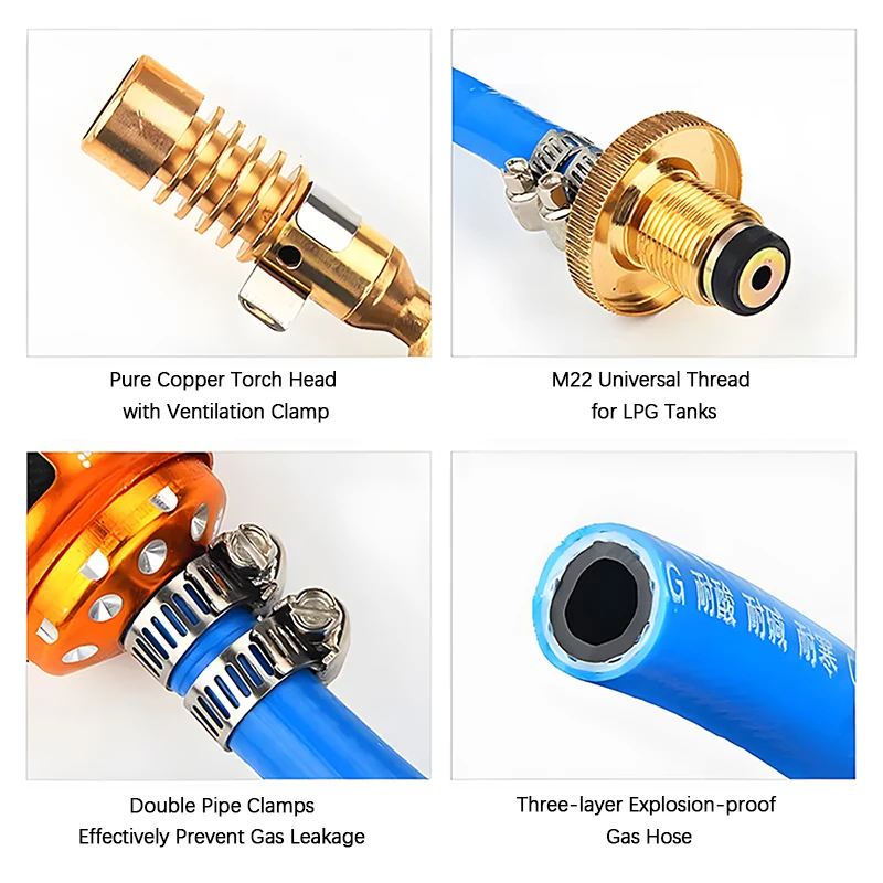Air Conditioning Repair Welding Torch 1300℃ LPG Propane Flame Gun For Burning Ox Hair