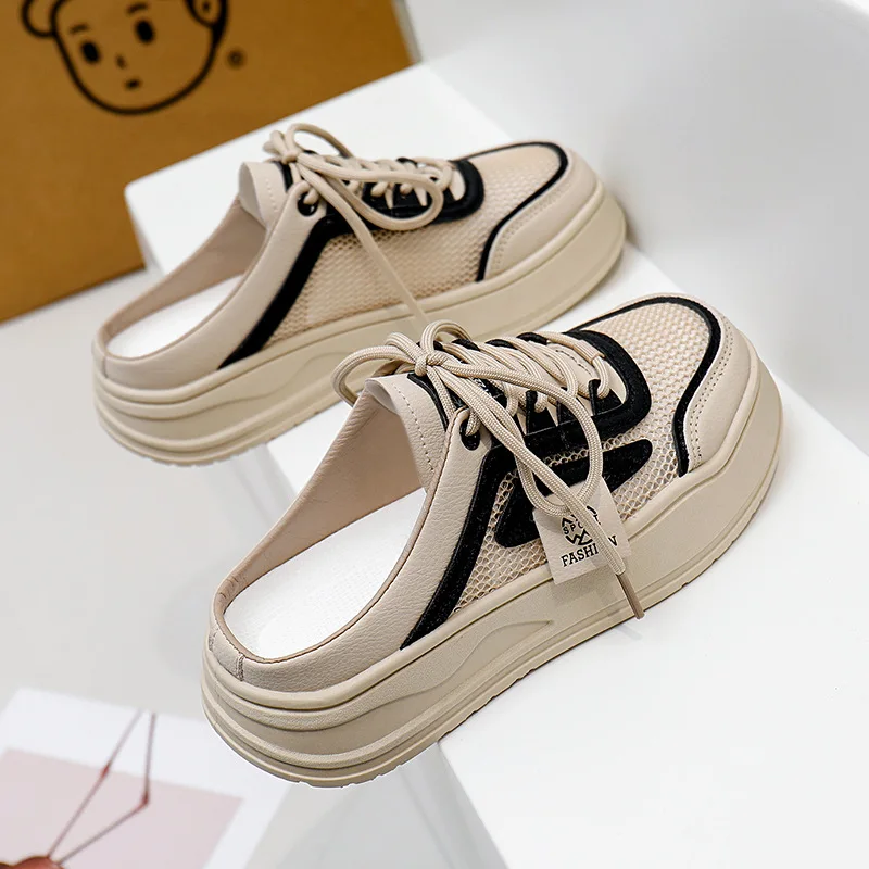 

New Fashion Trend Versatile Headband Half Support Casual Board Shoes Casual Shoes Breathable Women's Shoes Heel Height One Kick