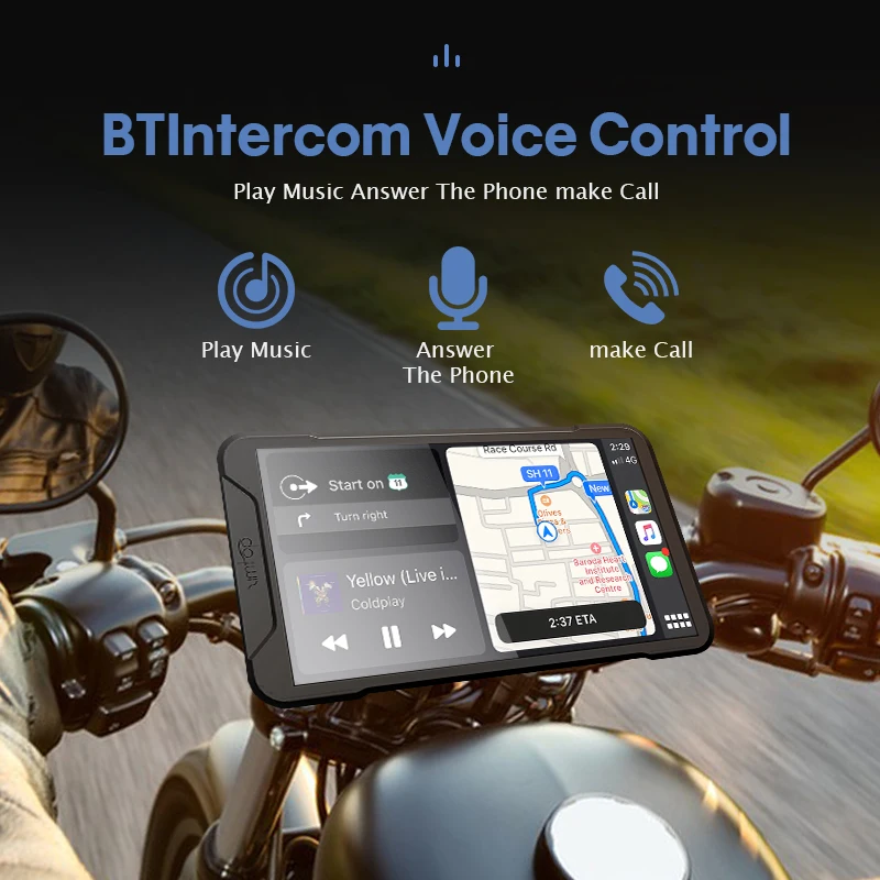 짐탑 5인치 오토바이 무선 카플레이 안드로이드 오토 GPS 네비게이션 블랙박스 터치스크린 방수 IPX7