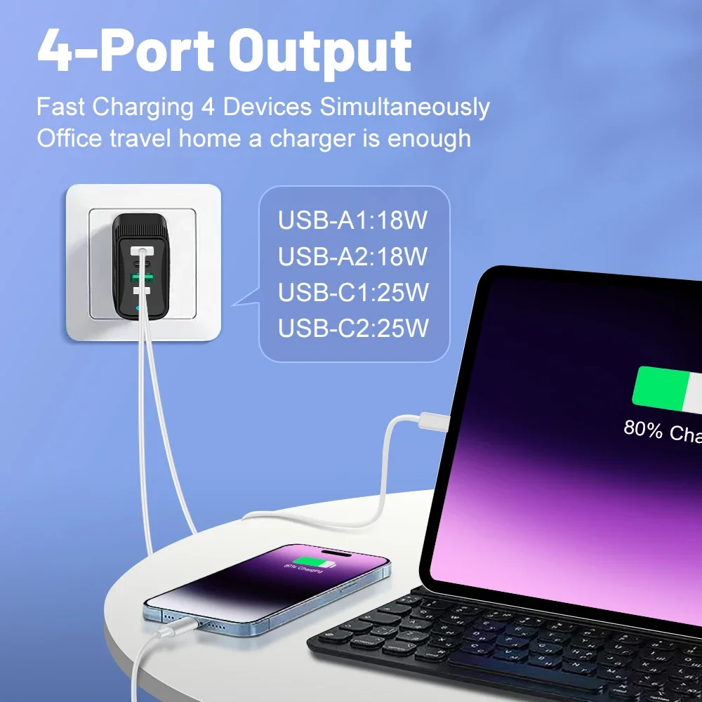 USB C Charger Muti 4 Ports PD Type C Fast thumbnail 10
