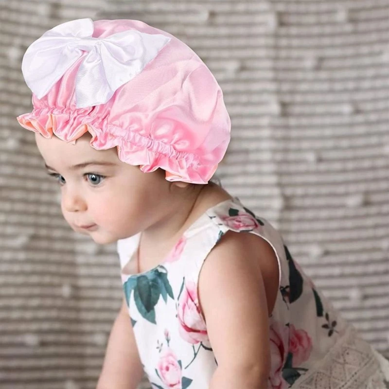 Bonnet de nuit en Satin pour enfants, réglable et réversible, pour filles,  couvre-chef de chimio