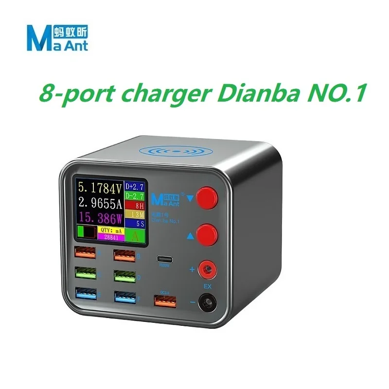 MaAnt 멀티 포트 USB 충전 스테이션 LCD 디지털 디스플레이 무선 충전기 PD QC3.0 고속 충전 허브 (아이폰/안드로이드용)