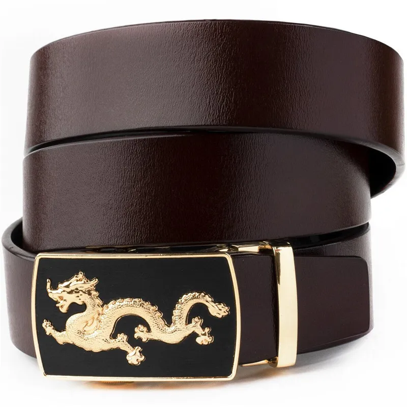 

LannyQveen New Design Men's Automatic Belt Retro Fashion Leather Belt Alloy Buckle Business For Men
