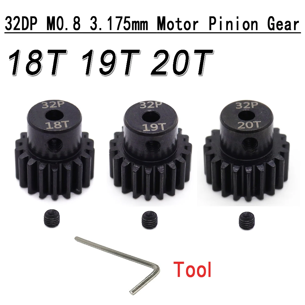 3PCS 32DP M 0,8 3,175mm/5,0mm & M1 5,0mm Ritzel Motor Stahl/Metall Getriebe 11T-34T für 1/10 1/8 RC Auto Buggy Monster Truck Modell Teil – Detail 19
