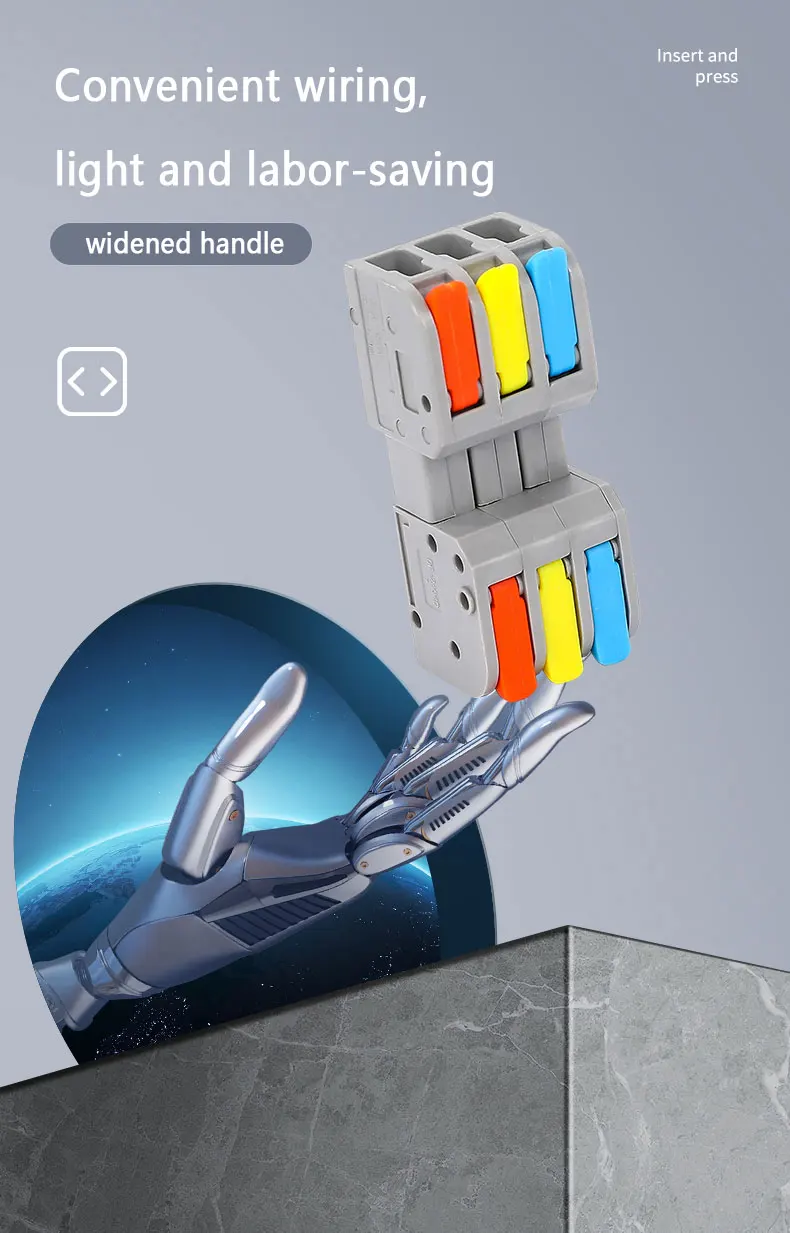Description Picture 4 of item1/5/10Pc NEW Mini Fast Wire Cable Connectors Universal Compact Conductor Spring Splicing Wiring Connector Push-in Terminal Block