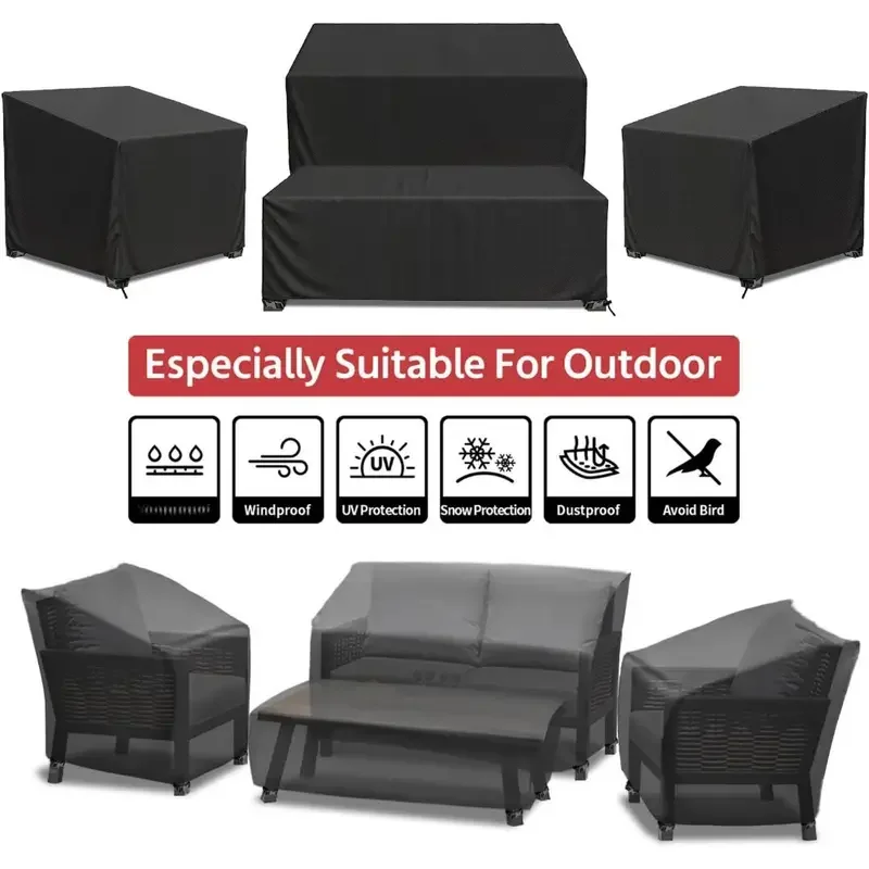 4pcs/set Patio Furniture Cover 210D Heavy-duty Waterproof Outdoor Furniture Cover 1 Sofa 2 Chair Covers 1pc desk cover