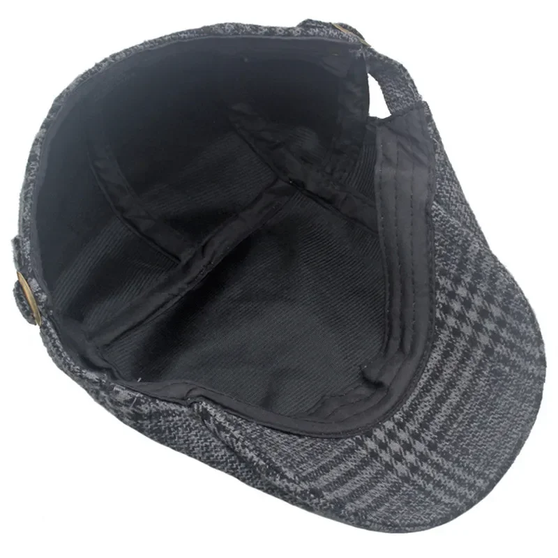 LDSLYJR Autumn and Winter Cotton Plaid Print Newsboy Caps Flat Peaked Cap Men and Women Painter Beret Hats 155 5
