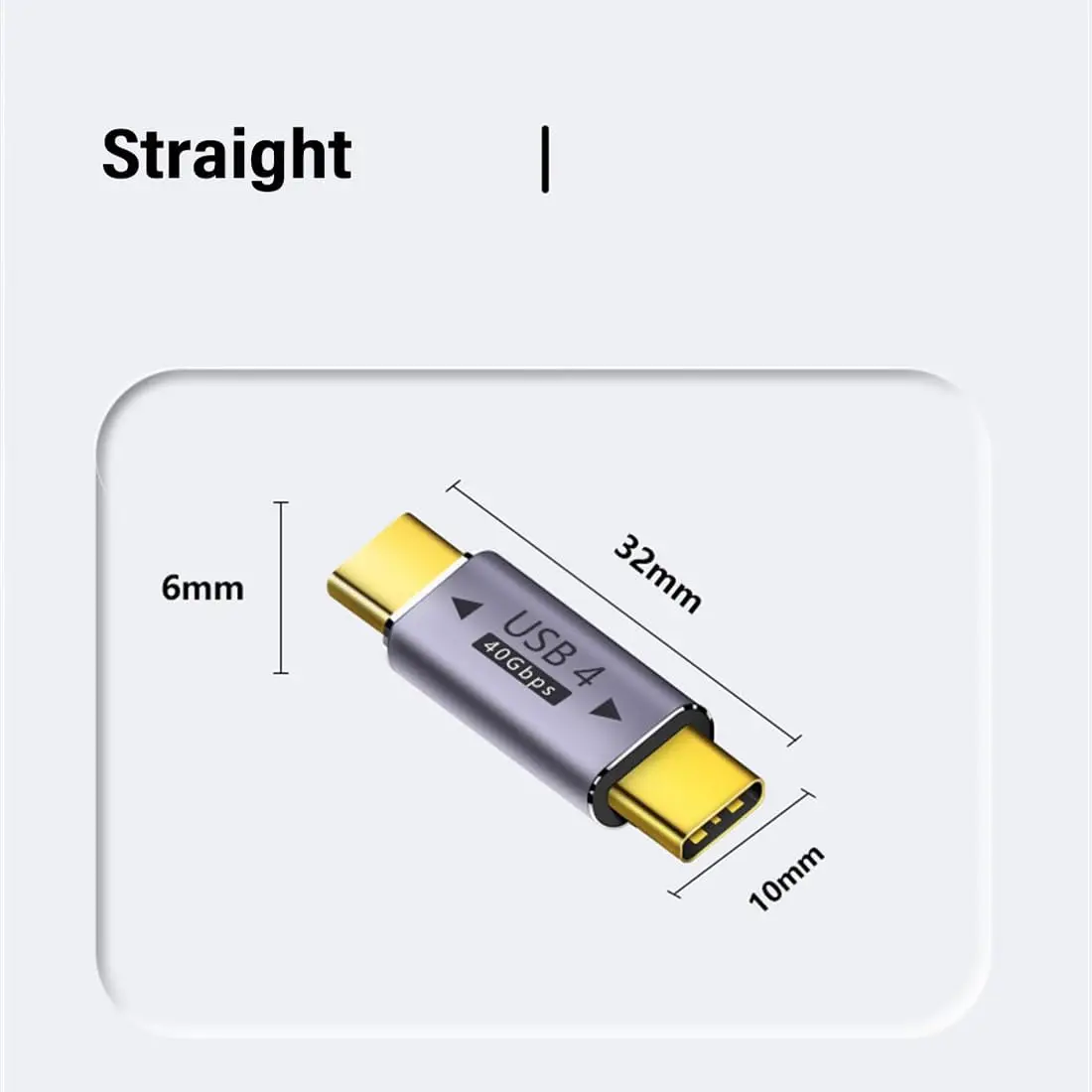 C타입 듀얼 수 플러그 어댑터, USB 4.0, USB C 수-USB C 수 어댑터, C타입 커플러 익스텐더, 지지대 100W, 40Gbps, 8K @ 60Hz
