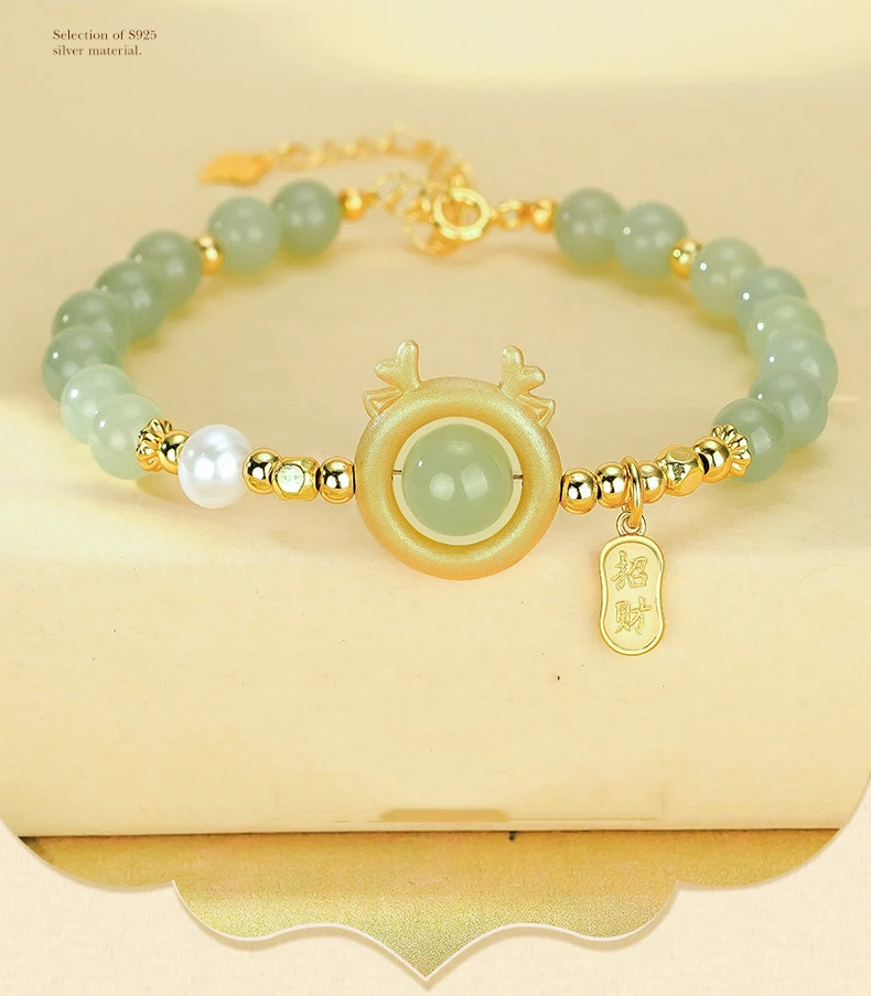 Edlen Schmuck Geburtstag Stil Geschenk Sternzeichen Drachen Dekoration Hotan Jade Armband Licht Luxus Advanced Sense Für Frauen – Detail 3