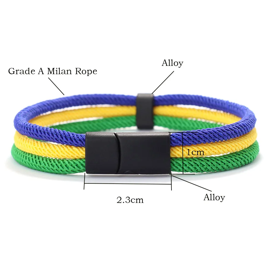 National Flag Color Rope Bracelet for Men and Women