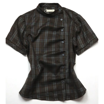 Women Slim Fashion Button Y2K Shirt Casual Aesthetics O-Neck Short Sleeve Top Harajuku Streak Graphic Print Punk T-shirt 1