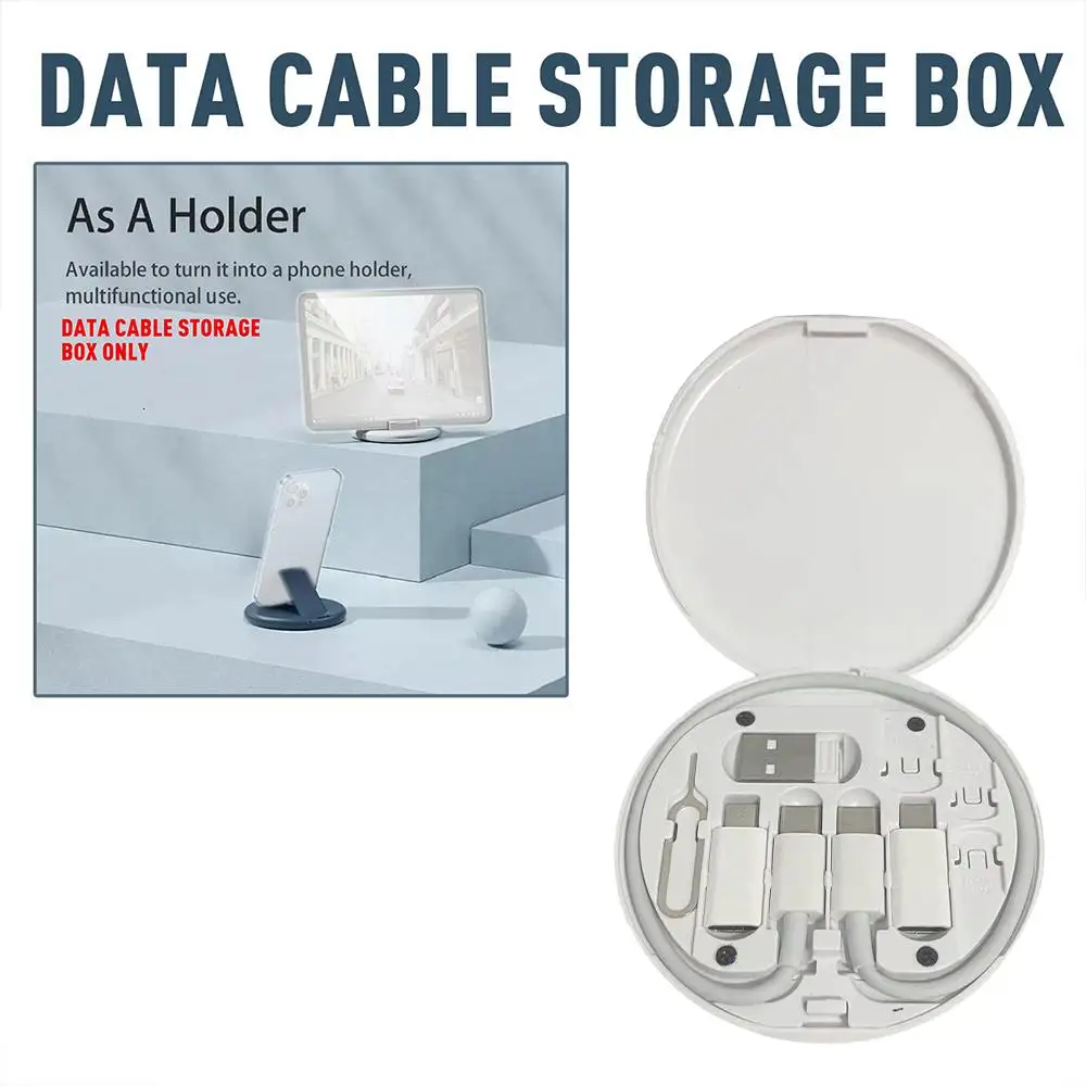 

Round Wire Winder Box Portable Multifunctional Data USB Charger Cable Box Storage Container Holder Case Wire Cable Manageme L8V4