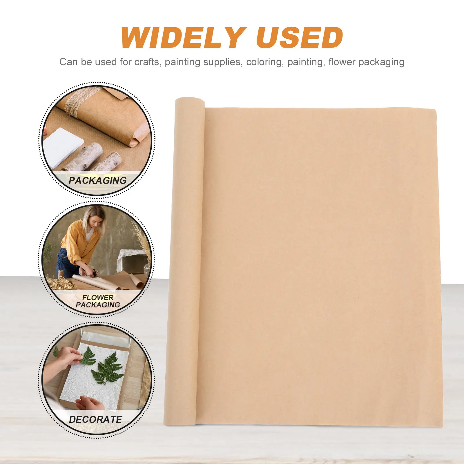 브라운 크래프트 포장지 대형 롤 빈티지 스타일 꽃다발 DIY 공예 포장 배송 테이블 커버