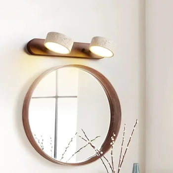 ญี่ปุ่น Wabi Sabi สร้างสรรค์ใหม่รอบ LED Wall Light ตกแต่งบ้านห้องน้ําล้างทําความสะอาดได้โต๊ะเครื่องแป้งกระจกด้านหน้าโคมไฟ 1