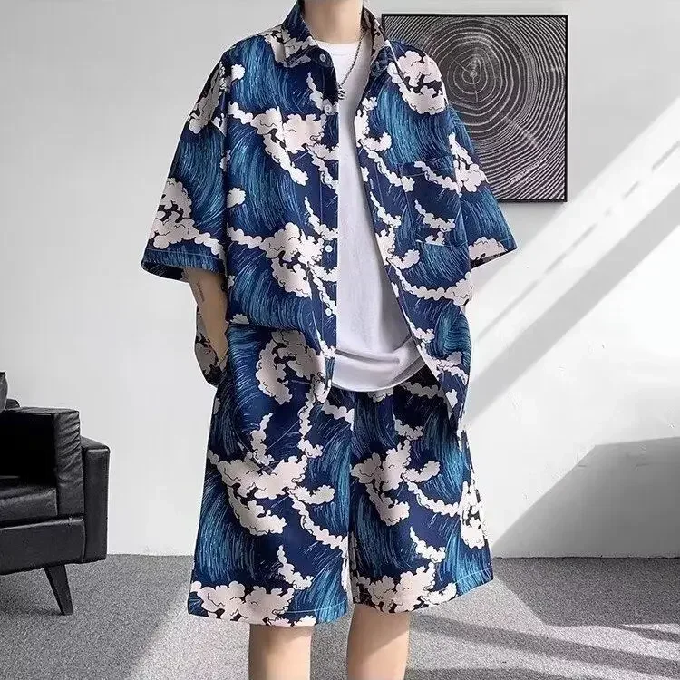 Conjunto de pantalones cortos para hombre, camisetas con estampado gráfico, moda de playa, tallas grandes, para hombre, tendencias de 2024, trajes, camisetas y pantalones cortos para hombre, dos pieza