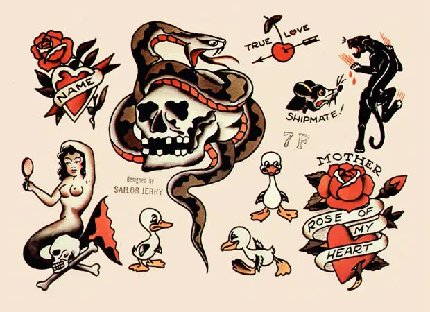 

Sailor Jerry Tattoo Art Picture Print Silk Poster Home Wall Decor