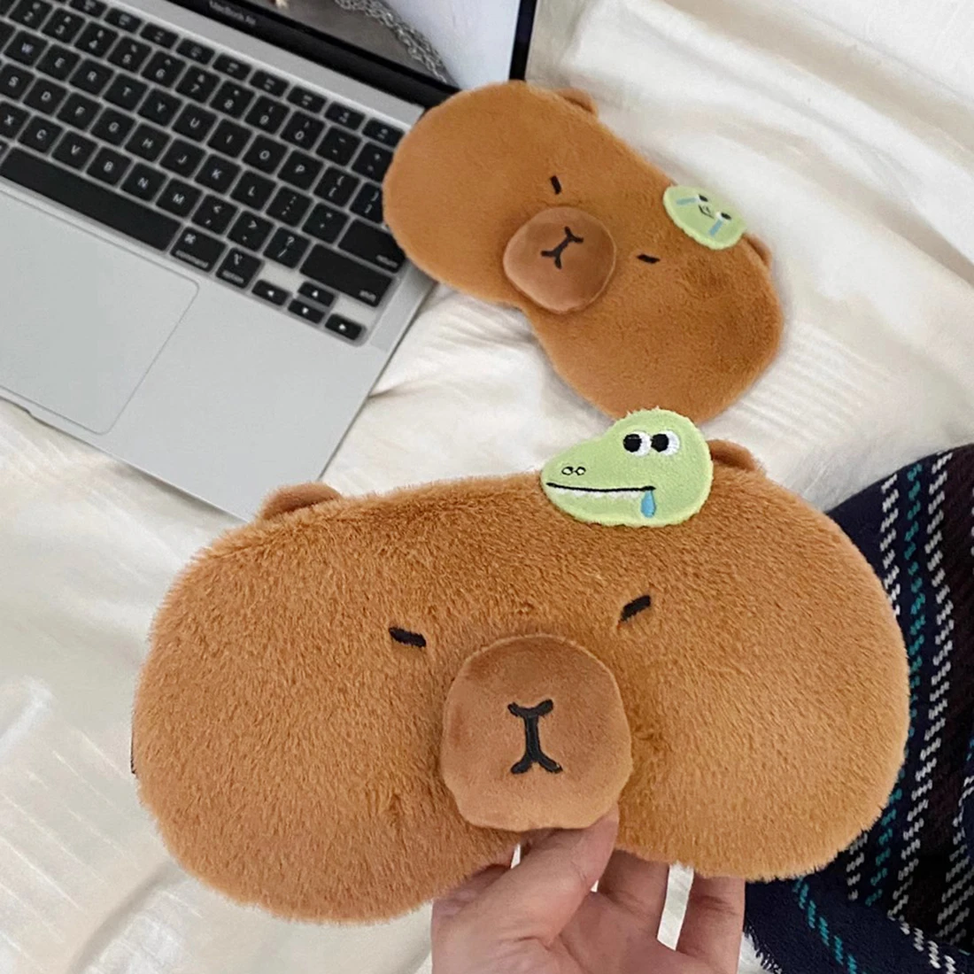 

Cute Capybara Eye Cover Plush Sleeping Mask 1PC Cute Animal Eyepatch Winter Cartoon Nap Eye Shade Aid Relax Travel Eyepatch