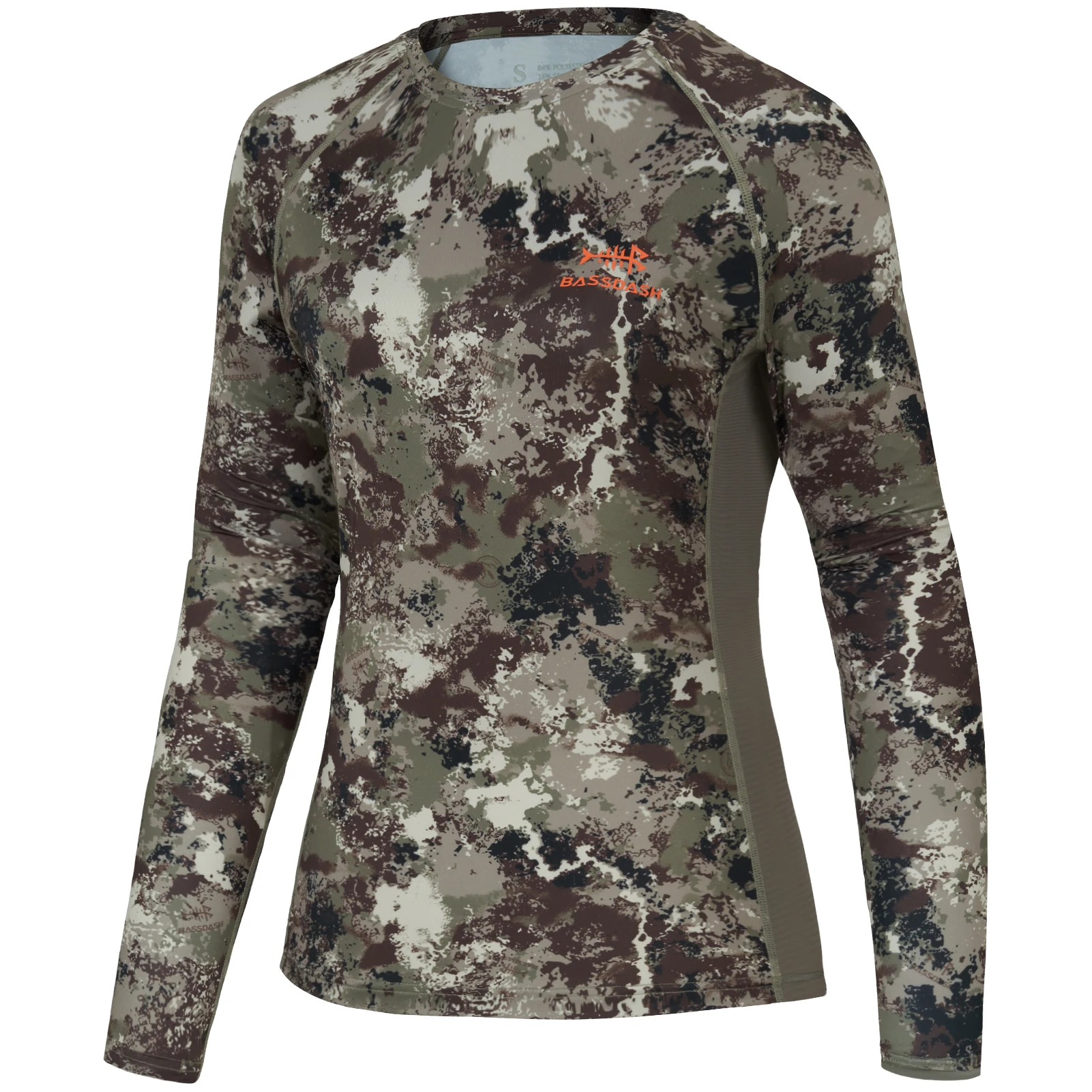 Bassdash Camicia da caccia mimetica da donna a maniche lunghe UPF 50+ Protezione solare Performance Tee pesca Escursionismo