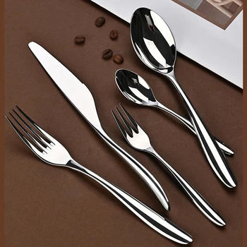 Set di posate da bistecca in acciaio inossidabile 304 da 5 pezzi, coltello e forchetta, cucina del ristorante dell'hotel, stoviglie commerciali di fascia alta per la casa 1