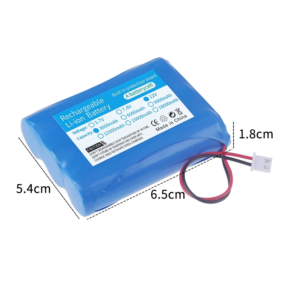 Batteria ricaricabile da 12V 3000mAh per altoparlante Bluetooth, apparecchiature mediche, illuminazione a LED, batteria agli ioni di litio 12.6 V 11.1V 18650 - Image 5