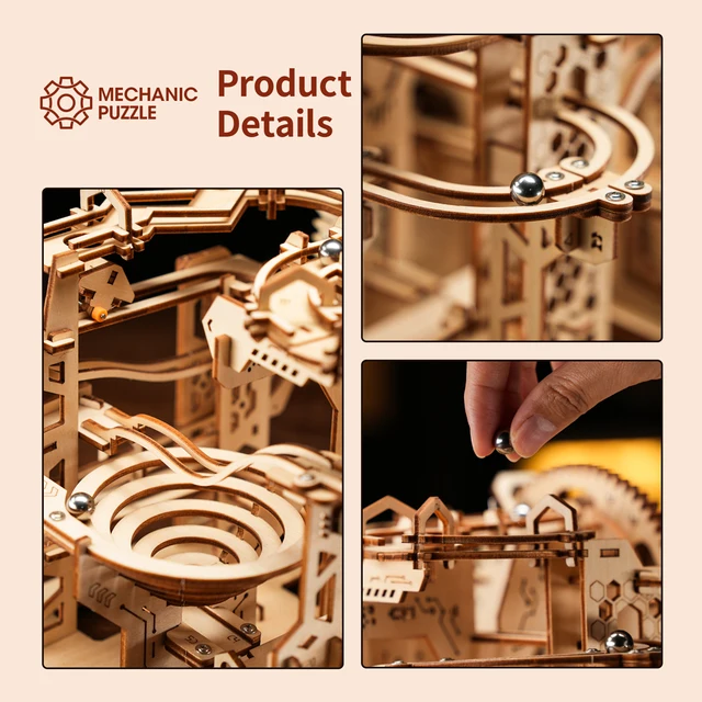 3D Wooden Puzzles DIY Marble Run Building Block Kit Model Crafts Decoration Education Puzzle Toys Birthday Gifts For Kids 4