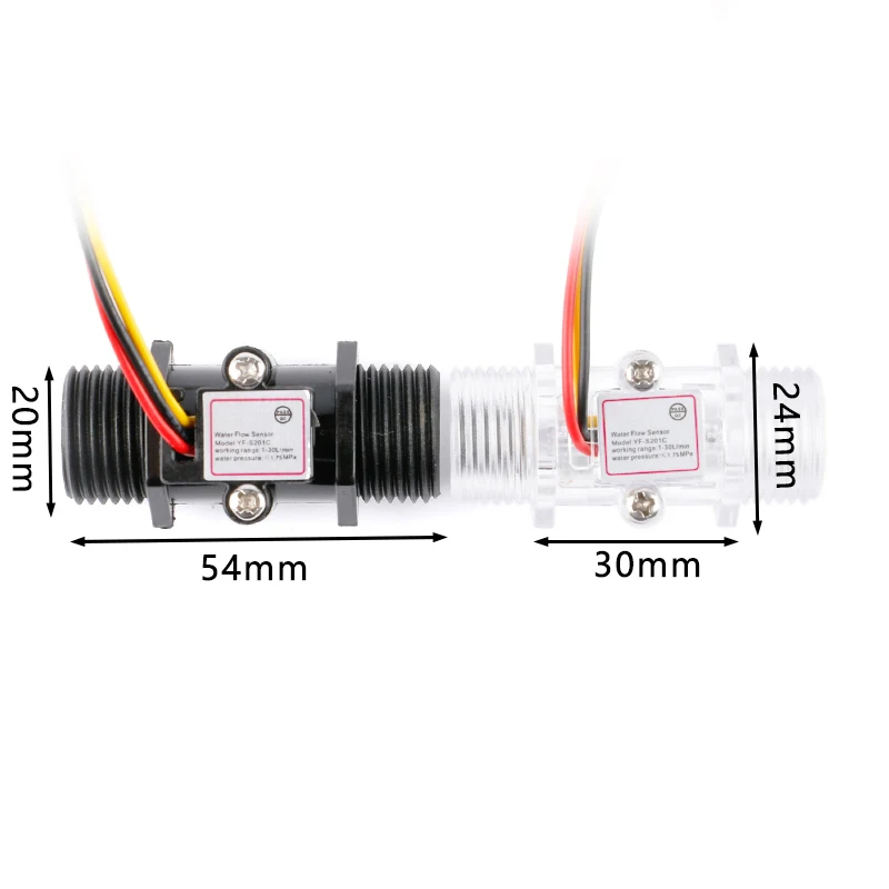 유량계 홀 유량 센서, 4/6 포인트 G1/2/3/4 물 제어, 1-30L/min, 2.0MPa YF-S201, FS300A