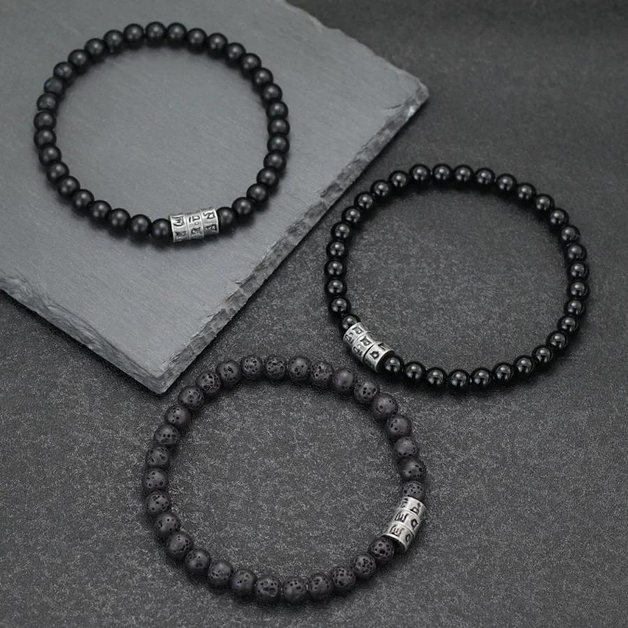 Black Onyx Stone Men Bracelet Viking Accessories