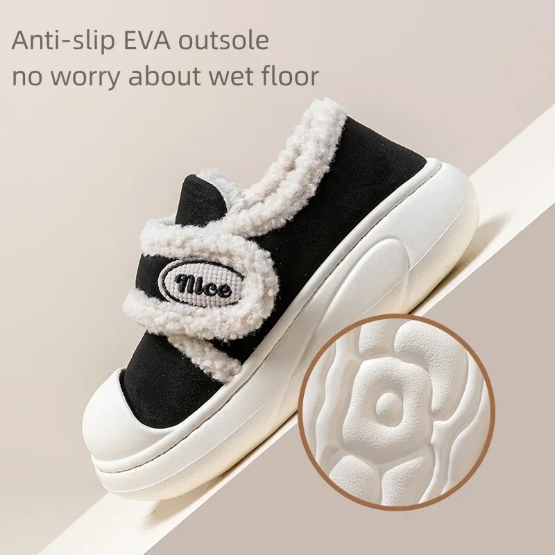 Women Anti-slip Winter Cotton Shoes Ladies Casual Thick Sole Warm Slippers Female Outdoor Fashion Thick Sole Flat Footwear - Image 5