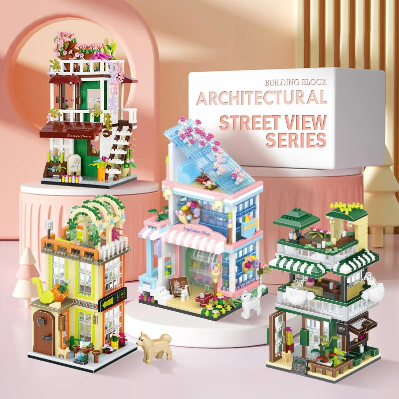 House Building Blocks Mini City Store Street View Diy Architecture Bricks Model Kits Table Decor Kids Toys Boys and Girls Gifts