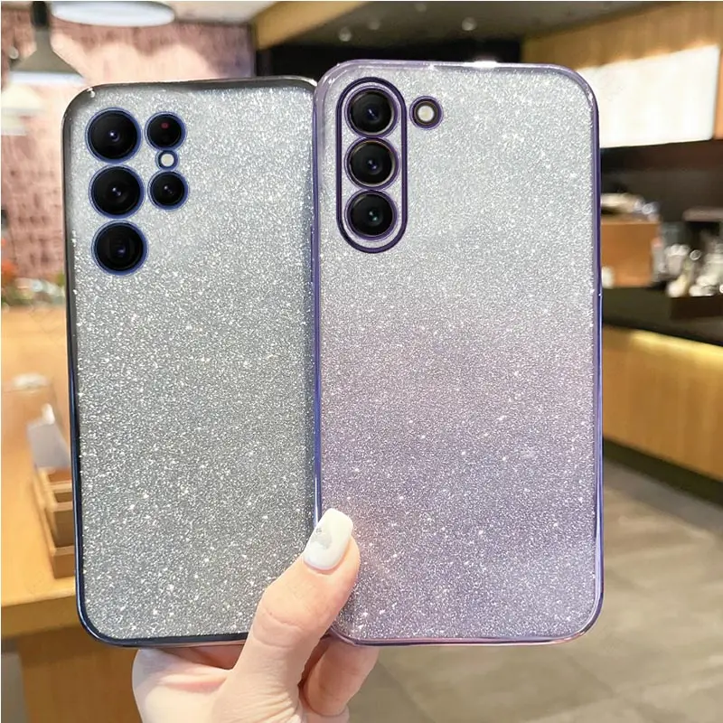 S23 S24 22 21 Custodia Con Placcatura Glitterata Per Samsung Galaxy S23 S20 S21 Fe S22 S24 Plus Ultra Coque Cover S21Fe S20 Fe S23Fe