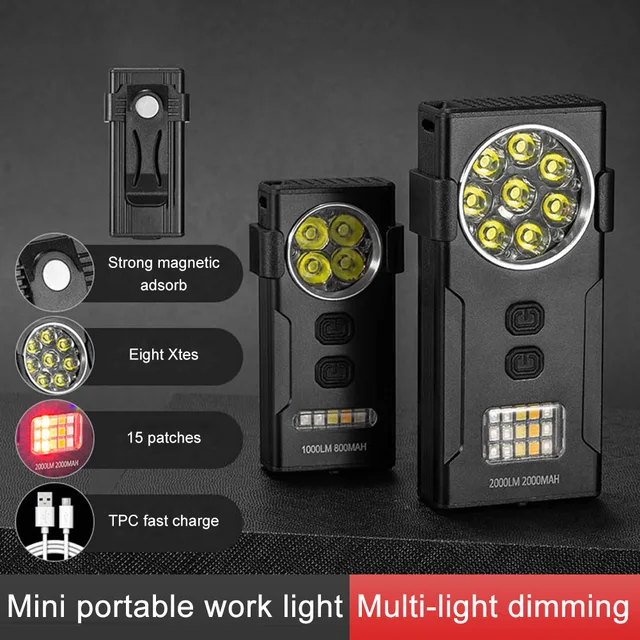 Mini Rechargeable LED Flashlight D84/85 EDC Keychain Lanterns Torch Waterproof Super Bright Work Light for Outdoor Running Hiki