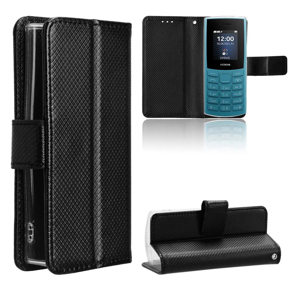 Luxury Leather Magnetic Wristband Case with Lanyard for Nokia 105 4G (2023) – Portable, Elegant Phone Bag & Protective Cover