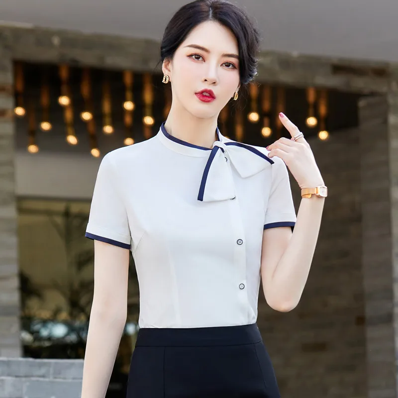 Blouse Designs Professional Work Tops Blue Professional Short