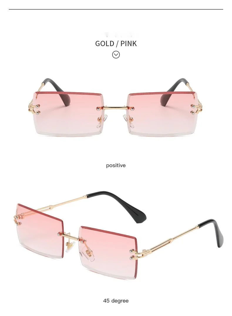 Lunettes de soleil sans cadre, dégradé carré, pièce d'océan, à la mode, pour célébrités d'internet, Photo de rue, nouvelle collection_voghion.com