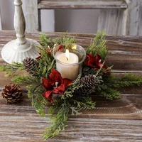 Gorgeous Holiday Candle Holder with Stunning Floral Wreath Perfect for Christmas Decorations and Table Centerpieces 3