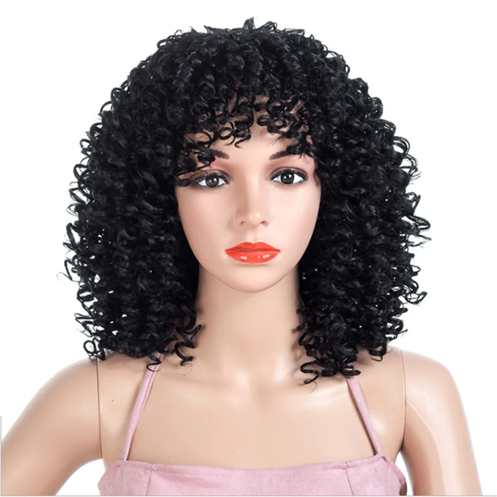 European and American Black Dark Red Color Short Wigs Puffy Small Curls Hair Explosive Afro Head Cover 2020 women s skirt explosive belt under the open fork leather skirt high wrap hip hip skirt bandage black skirt