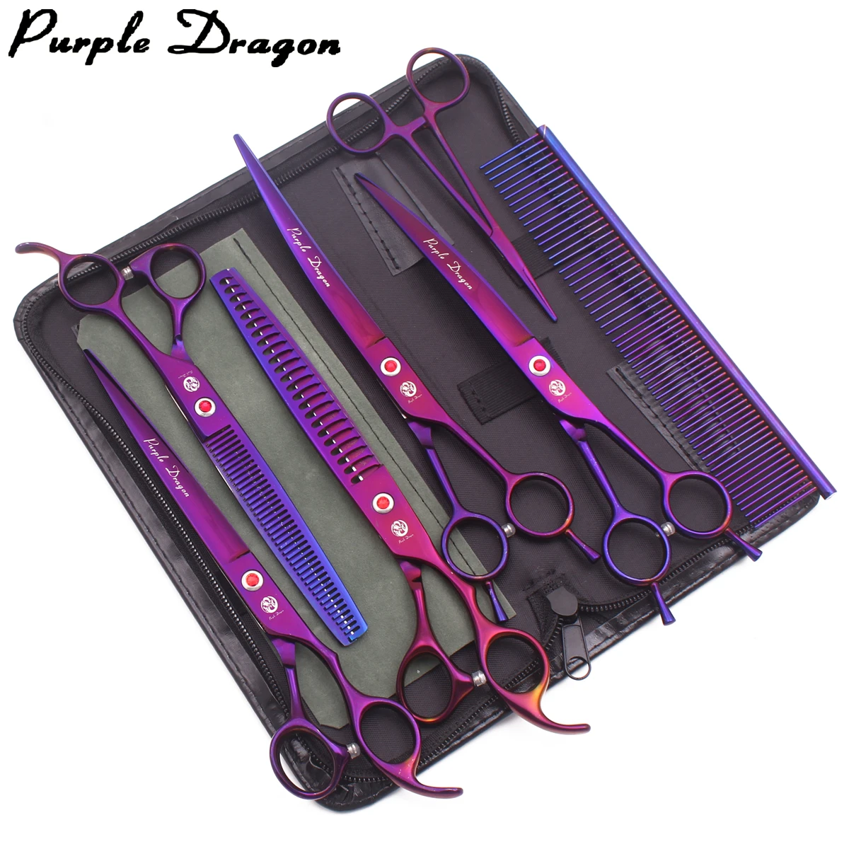 Dog Grooming Scissors Pink 7.5" 8" Pet Hairdressing Scissors Japan Stainless Dog Curved Thinning Shears Chunker Z3005