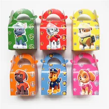 6pcs/set Paw Patrol Candy Box Children Birthday Disposable Paper Boxes Party Decoration Supplies Kids Birthday Holiday Present