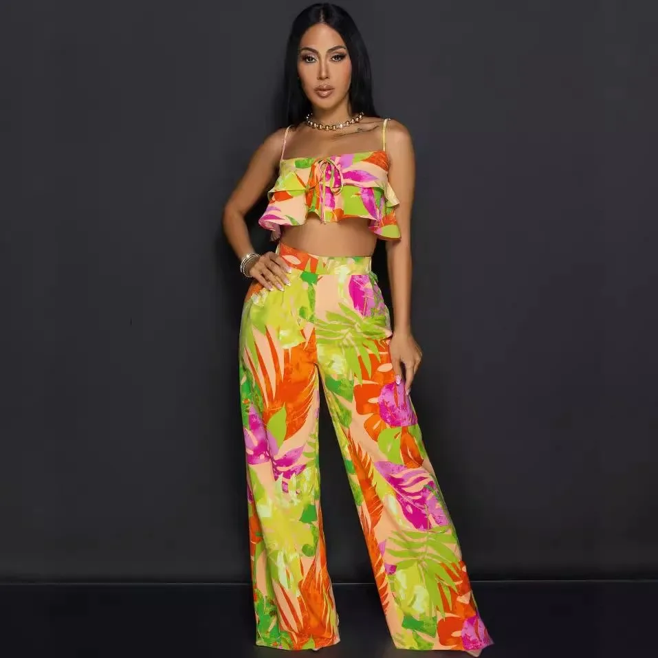 thumbnail image 1 of Conjunto de 2 piezas para mujer, ropa africana Dashiki, nueva moda de verano y otoño, top sin mangas y pantalones, traje de fiesta para mujer, conjuntos a juego, 1 of 5