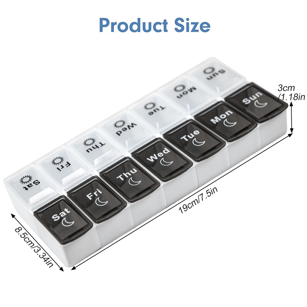 Compact 14-Slot Weekly Travel Pill Organizer
