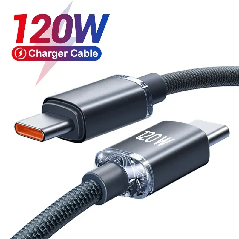 High-Speed 120W USB A/C to USB C Fast Charging Cable with Quick Data Transfer