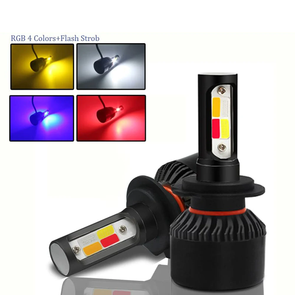 4 สี Strobe 60W หลอดไฟไฟหน้ารถ H4 H7 LED ไฟหน้ารถรถกระพริบหมอก H8 H9 H11 9005 9006 LED Foglight หลอดไฟ 1