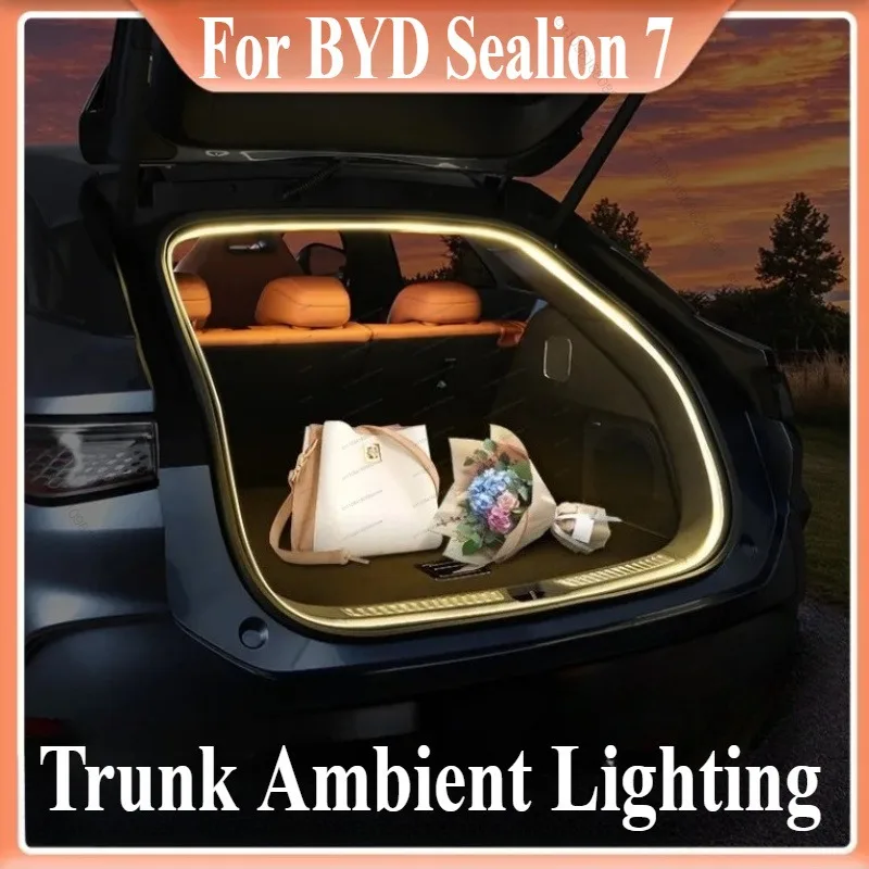 BYD 씰라이언 7 씰라이언 07 EV 2024 2025 자동차 리어 트렁크 브라이트닝 LED 스트립 조명 방수 플렉시블 액세서리