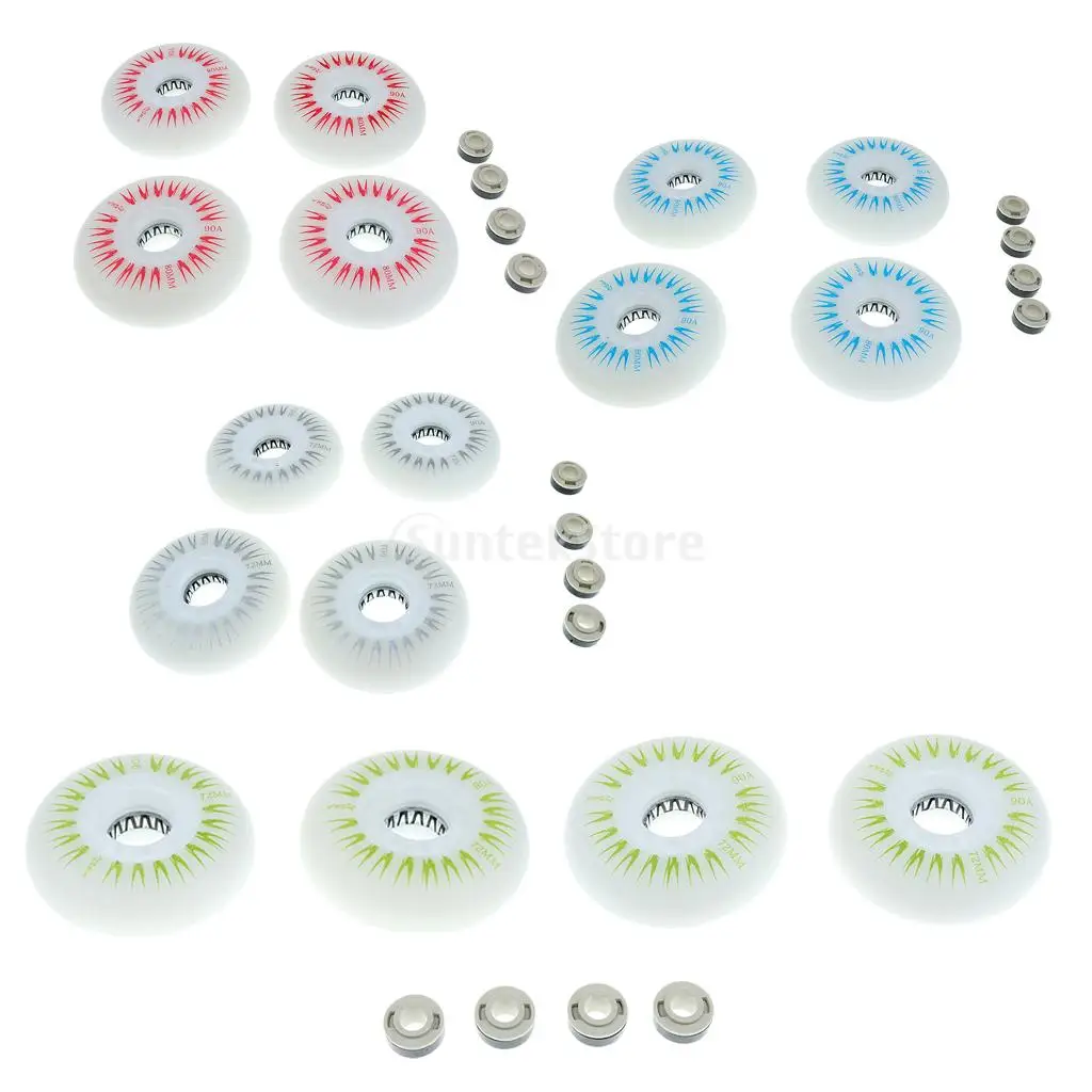LED Lights Flashing Inline Roller Skating Replacement Wheels 4 Pieces 72mm 76mm 80mm Green Red Blue White
