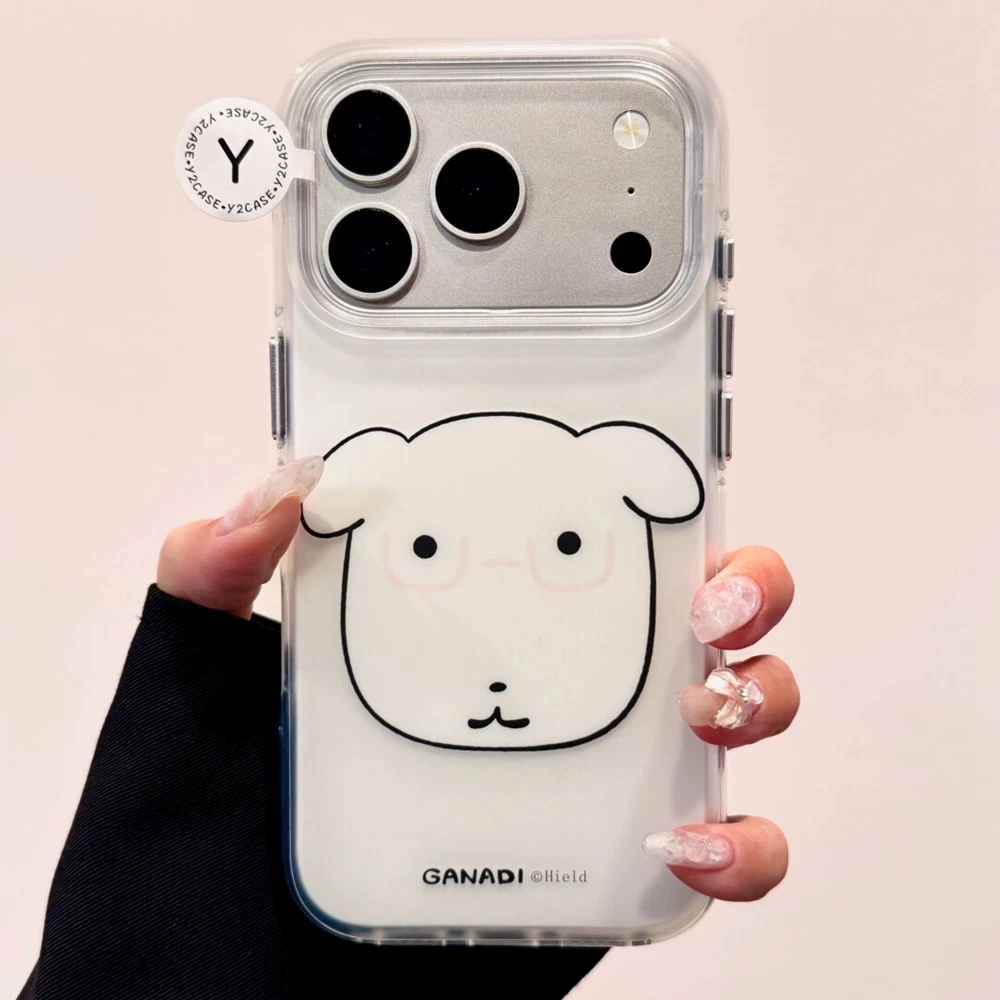Adorable White Eyeglass Frame & Pearl Chain Phone Case in IMD Silicone