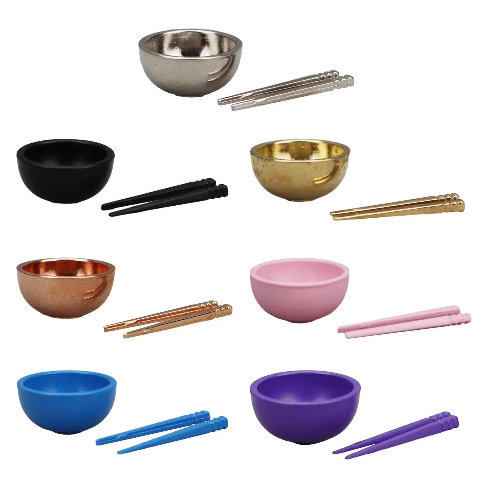 

1/12 Dollhouse Bowl Chopsticks Miniature Cutlery Set for Kids Children Gifts