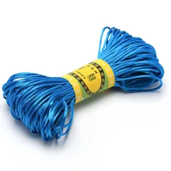 Luxurious 20M Nylon Satin Beaded Rope - 1.5mm W x 20m L (Lake Blue)
